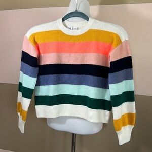GAP Kids Bright Neon Striped Soft Knit Long Sleeve Crew Neck Sweater Size M